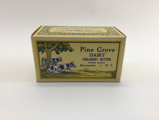 Pine Grove Dairy Creamery Butter 1 lb Box Vintage General Store Advertising Ephemera Country Kitchen Decor Skaneateles New York