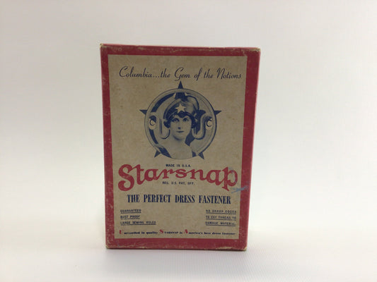 Starsnap Dress Fasteners Empty Box Black Size 2/0 Vintage Sewing Notions Ephemera Art Deco Era Home Decor