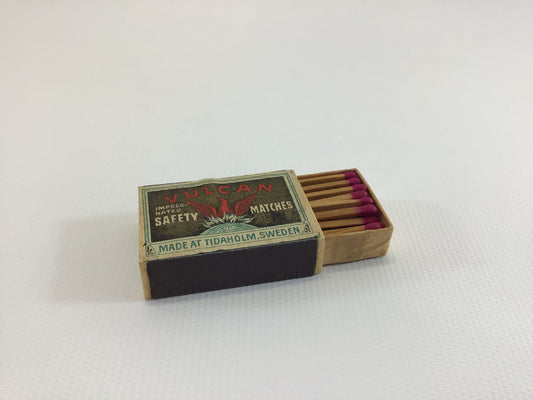 Vulcan Safety Matches Box Vintage General Store Household Ephemera Tidaholm Sweden