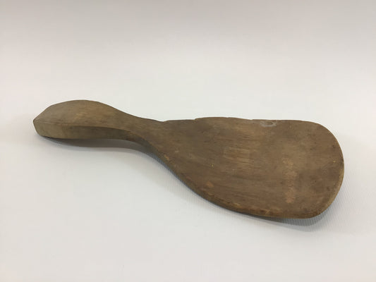 Wooden Butter Paddle Wide Handle Antique Country Kitchen Treenware Decor Worn Dark Colored Rustic Primitive Home Decorating