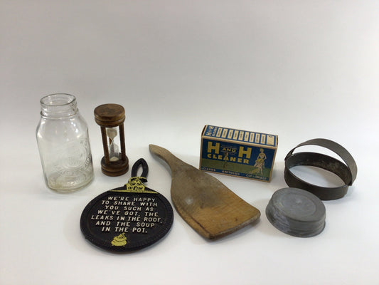 Vintage Junk Drawer Lot of Old Small Kitchen Related Items Assemblage Mixed Media Art Assortment