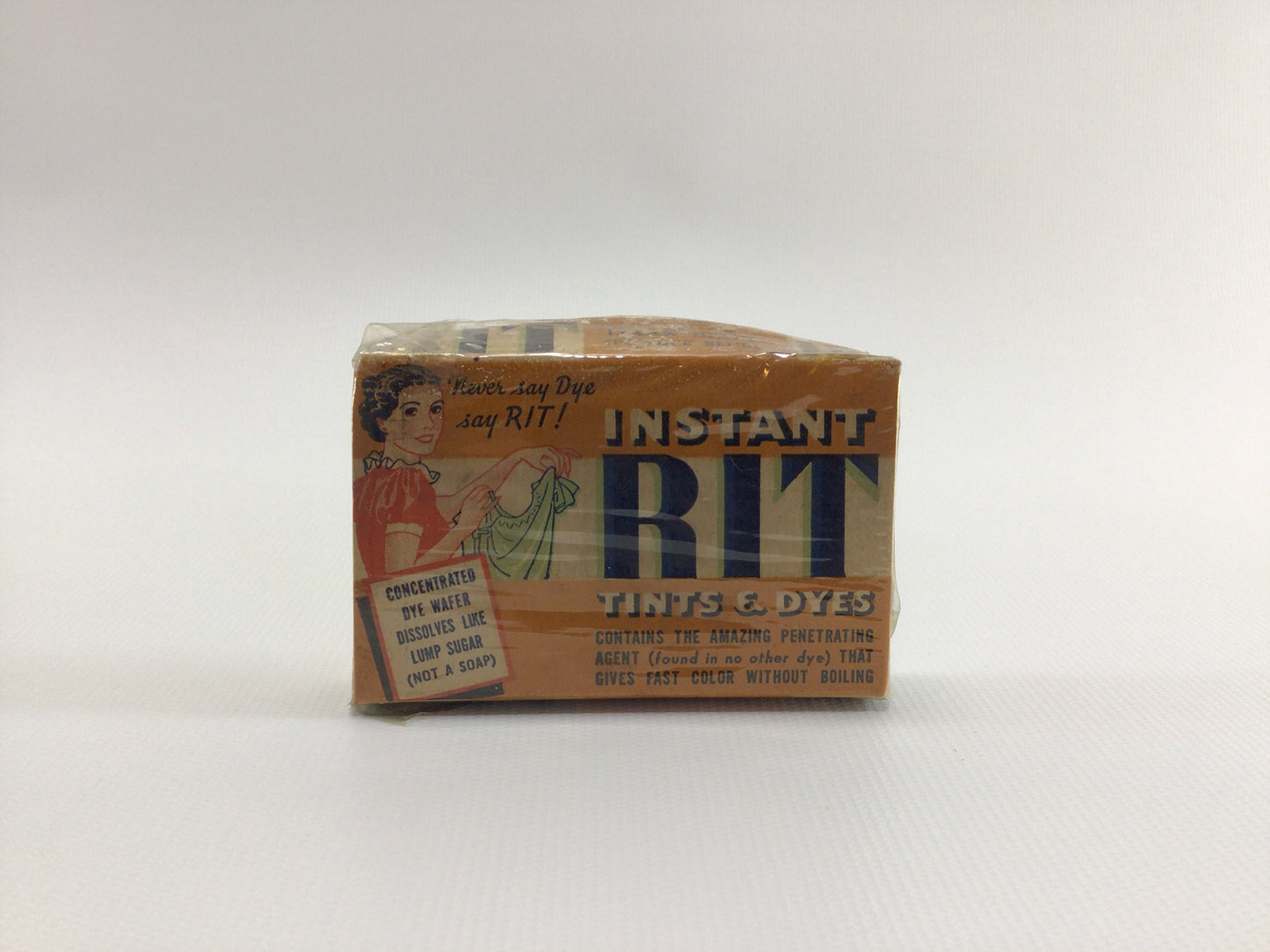 Instant RIT 15 Cent Box Vintage Laundry Tint Product General Store Advertising Ephemera Dark Powder Blue