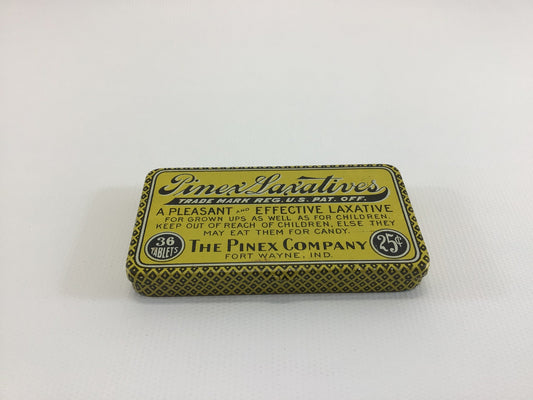 Pinex Laxatives Empty Pocket Size Tin Vintage General Store Advertising Ephemera