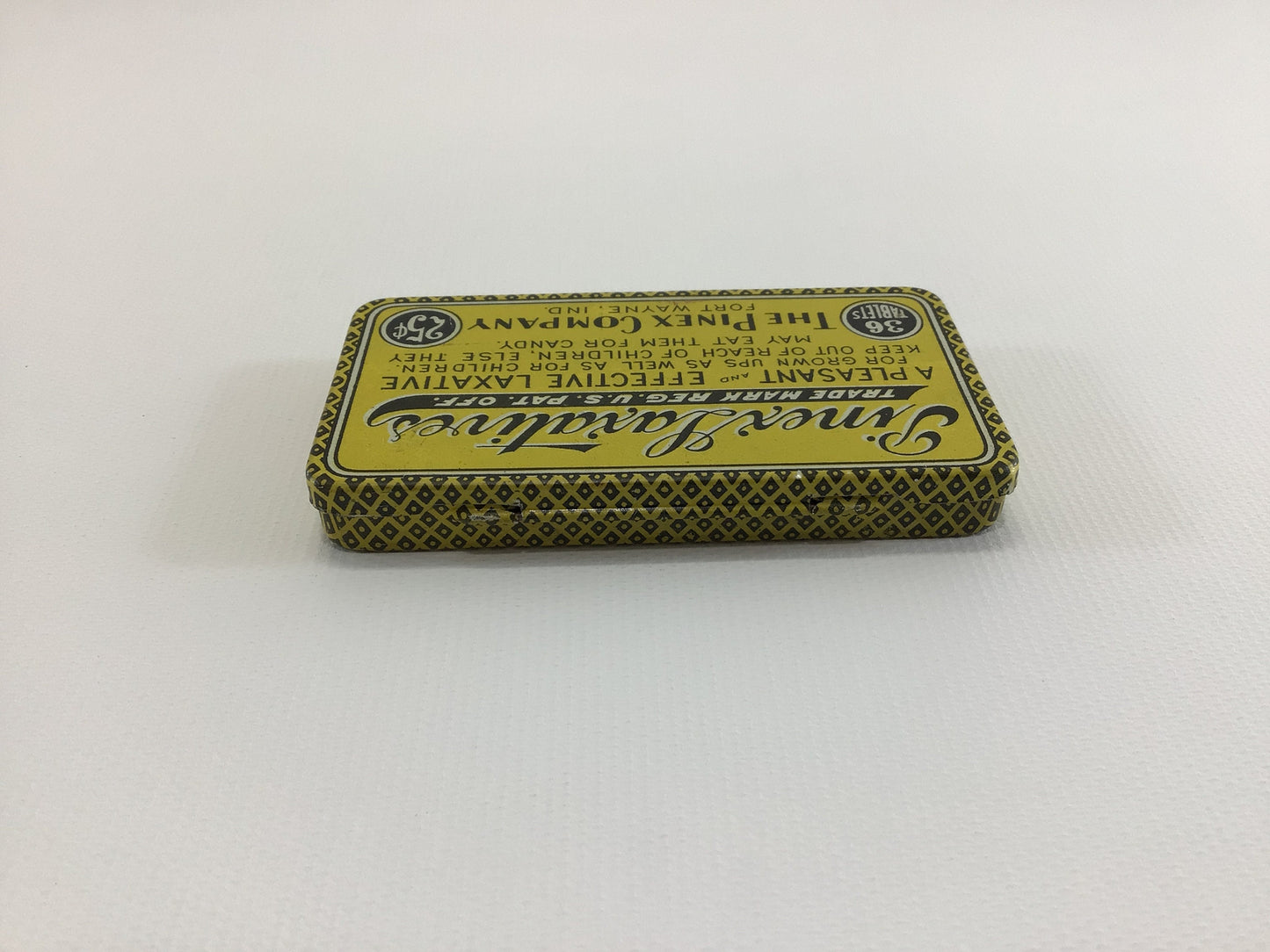 Pinex Laxatives Empty Pocket Size Tin Vintage General Store Advertising Ephemera