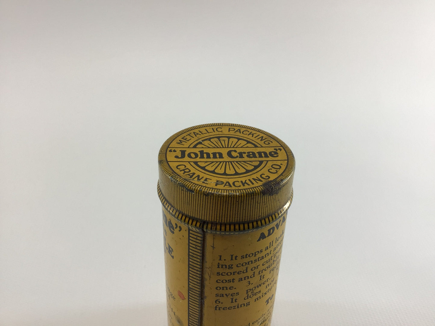 John Crane Flexible Water Pump Packing Style 112 Can Vintage Tin Litho Advertising Garage Mantiques