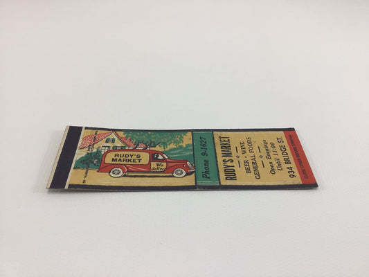 Matchbook Cover RUDY'S MARKET Bridge Street Collectible Vintage Advertising Ephemera