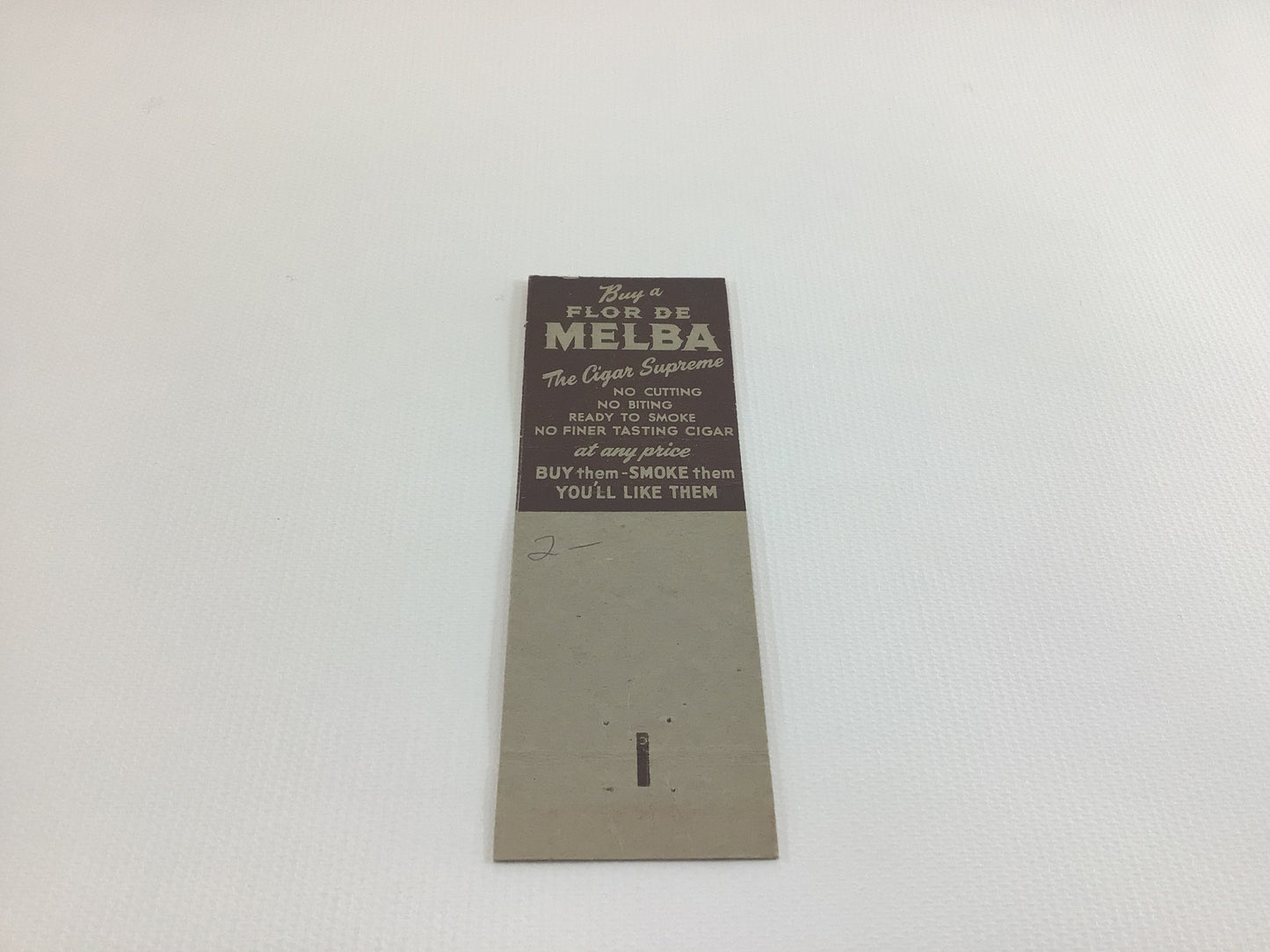 Matchbook Cover FLOR DE MELBA Cigars Newark Collectible Vintage Advertising Ephemera