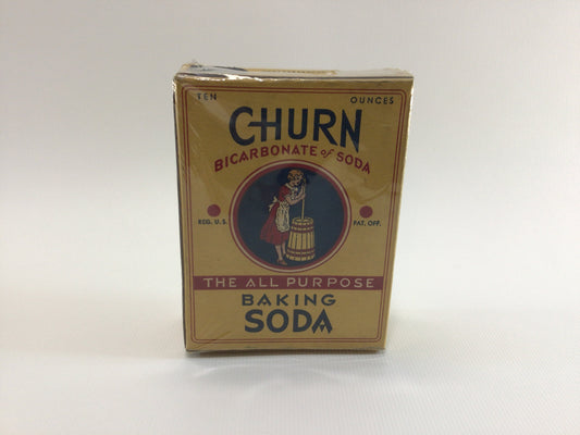 Churn Baking Soda 10 oz Box Vintage General Store Advertising Ephemera Country Kitchen Decor Hulman & Co