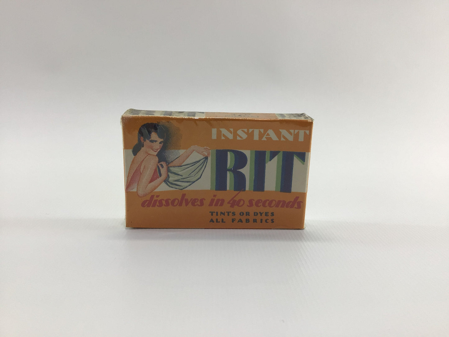 Instant RIT 15 Cent Box Vintage Laundry Tint Product General Store Advertising Ephemera Tan Beige