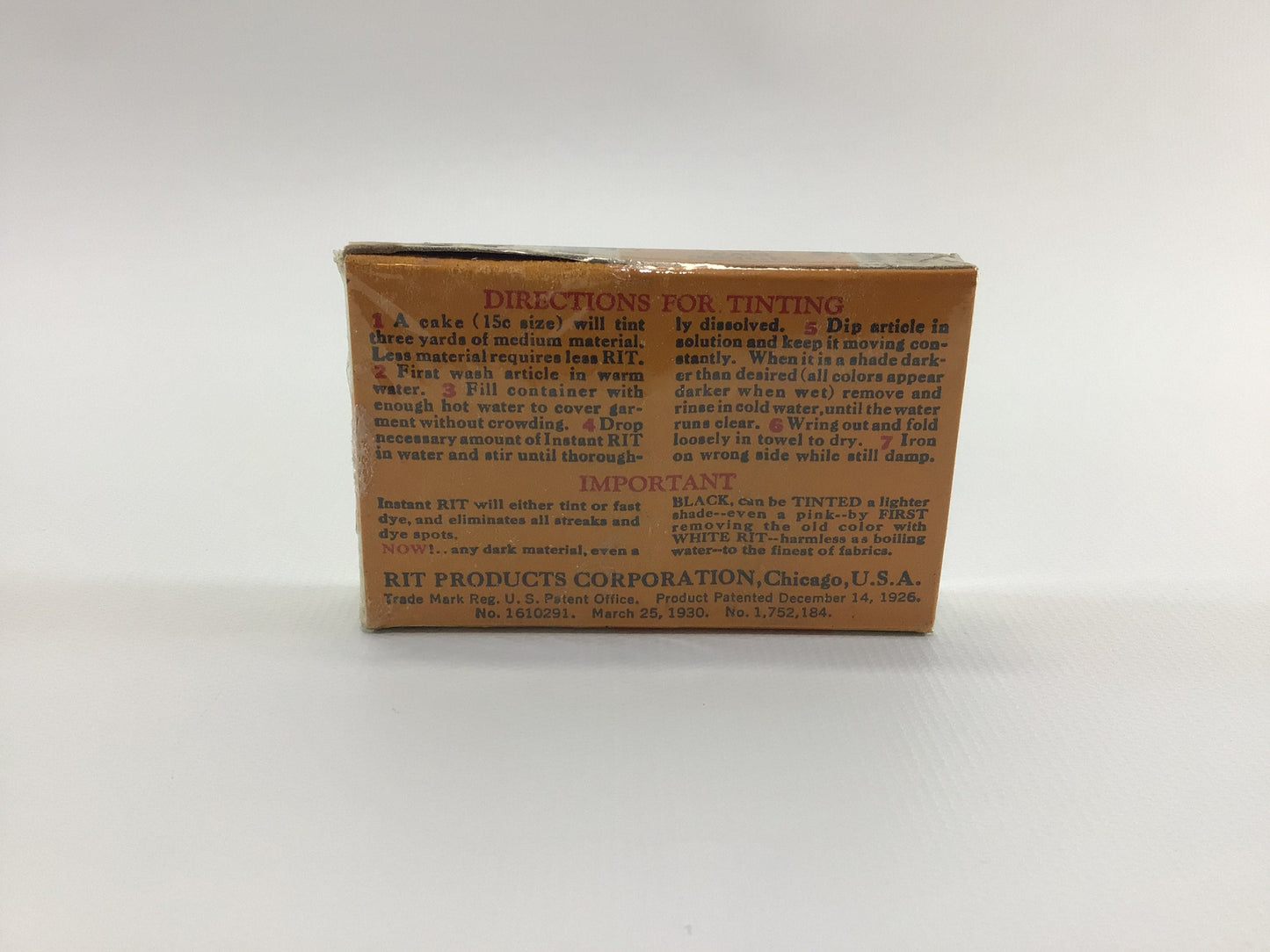 Instant RIT 15 Cent Box Vintage Laundry Tint Product General Store Advertising Ephemera Tan Beige