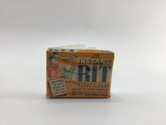 Instant RIT 10 Cent Box Vintage Laundry Tint Product General Store Advertising Ephemera Tan Beige