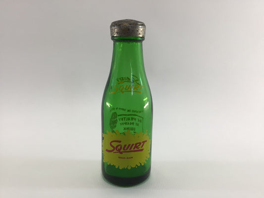 Squirt Soda Drink Vintage Advertising Green Glass Bottle Salt / Pepper Shaker Farmhouse Country Kitchen Home Decor