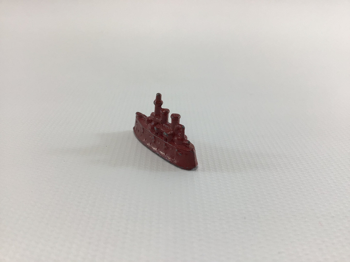 Cracker Jack Prize Battleship 1920s Vintage Miniature Toy Red Cold Painted Pot Metal