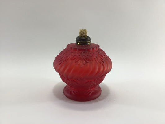 Antique Red Satin Glass Whale Oil Lamp Base Home Decor Replacement Part