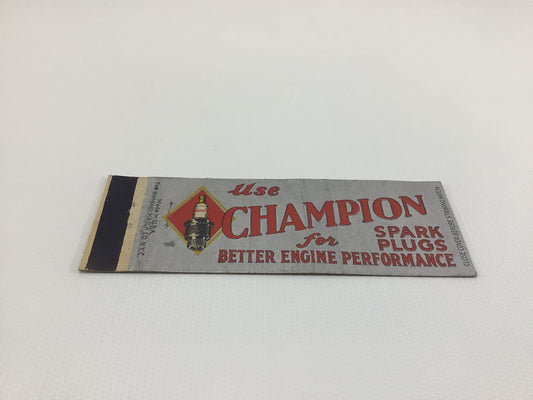 Matchbook Cover CHAMPION Spark Plugs Collectible Vintage Advertising Ephemera