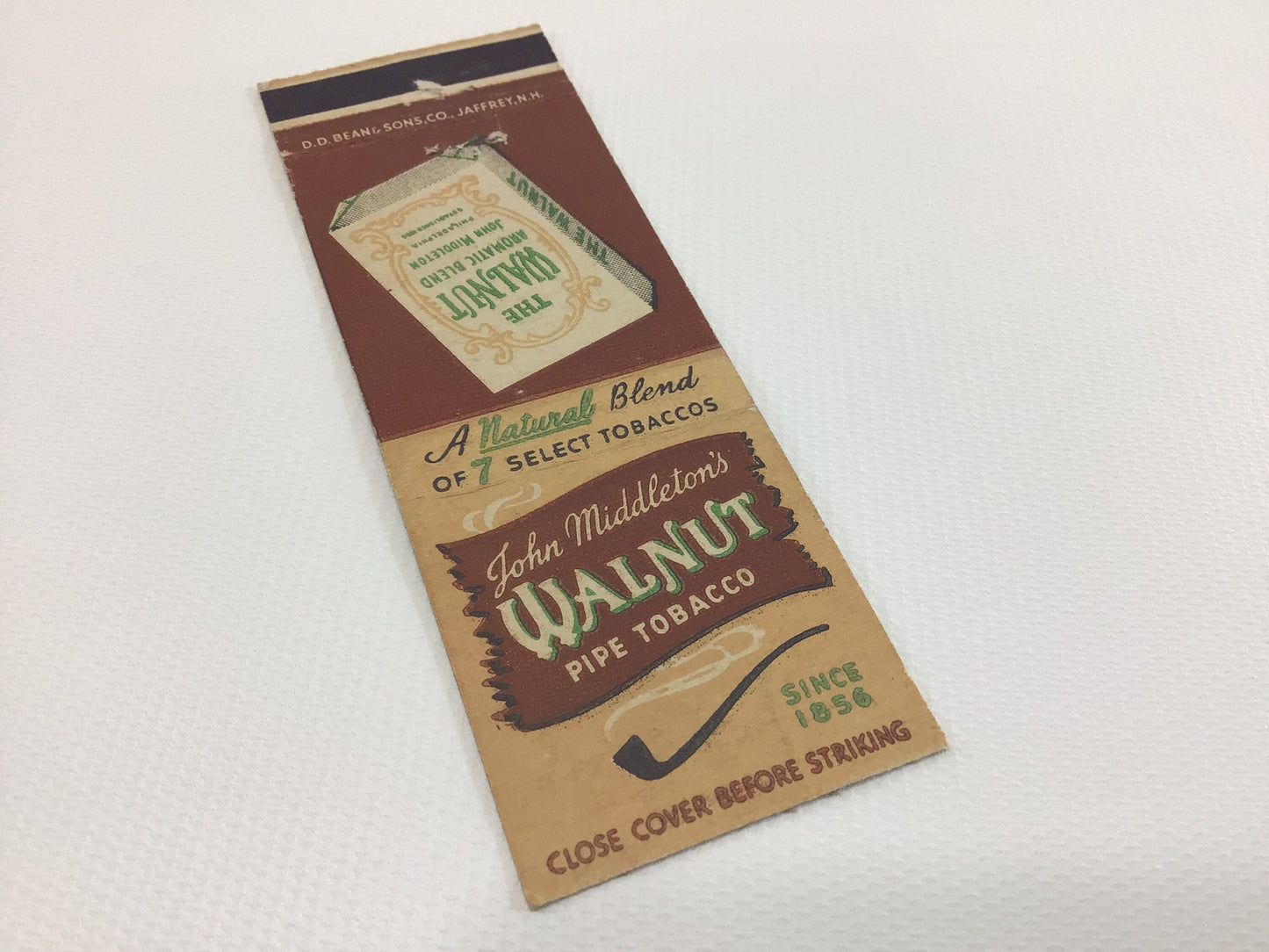 Matchbook Cover John Middleton's Walnut Pipe Tobacco Philadelphia Collectible Vintage Advertising Ephemera Orange Cover