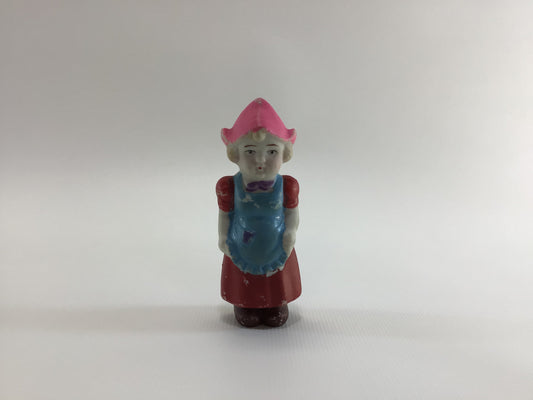 Bisque Ceramic Little Dutch Girl 1930s Vintage Miniature Toy Frozen Charlotte Style Doll Made in Japan