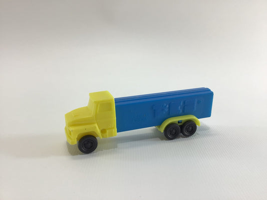 PEZ Tractor Trailer Truck Dispenser Vintage Toy Candy Container Made in Slovenia Yellow Blue