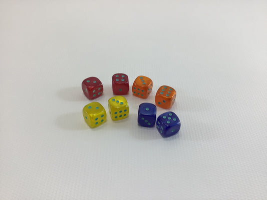 Miniature 3/8" Assorted Dice Lot 4 Different Colors Vintage Game Parts Pieces